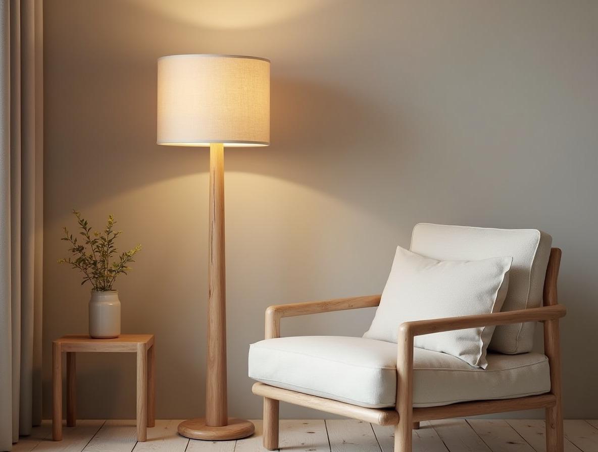 Handmade Natural Oak Floor Lamp, Japandi Rustic Style, Wooden Standing Light For Home Office, Nordic Interior Decor, Cozy Gift Idea