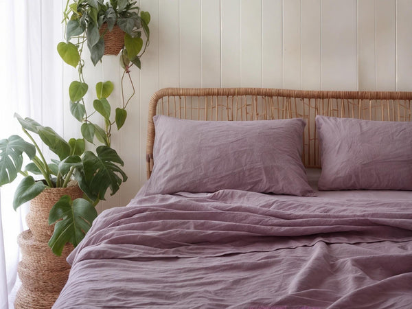 Amethyst linen flat sheet 1 Flat sheet Stonewashed 100% Flax Bedding for Natural Comfort