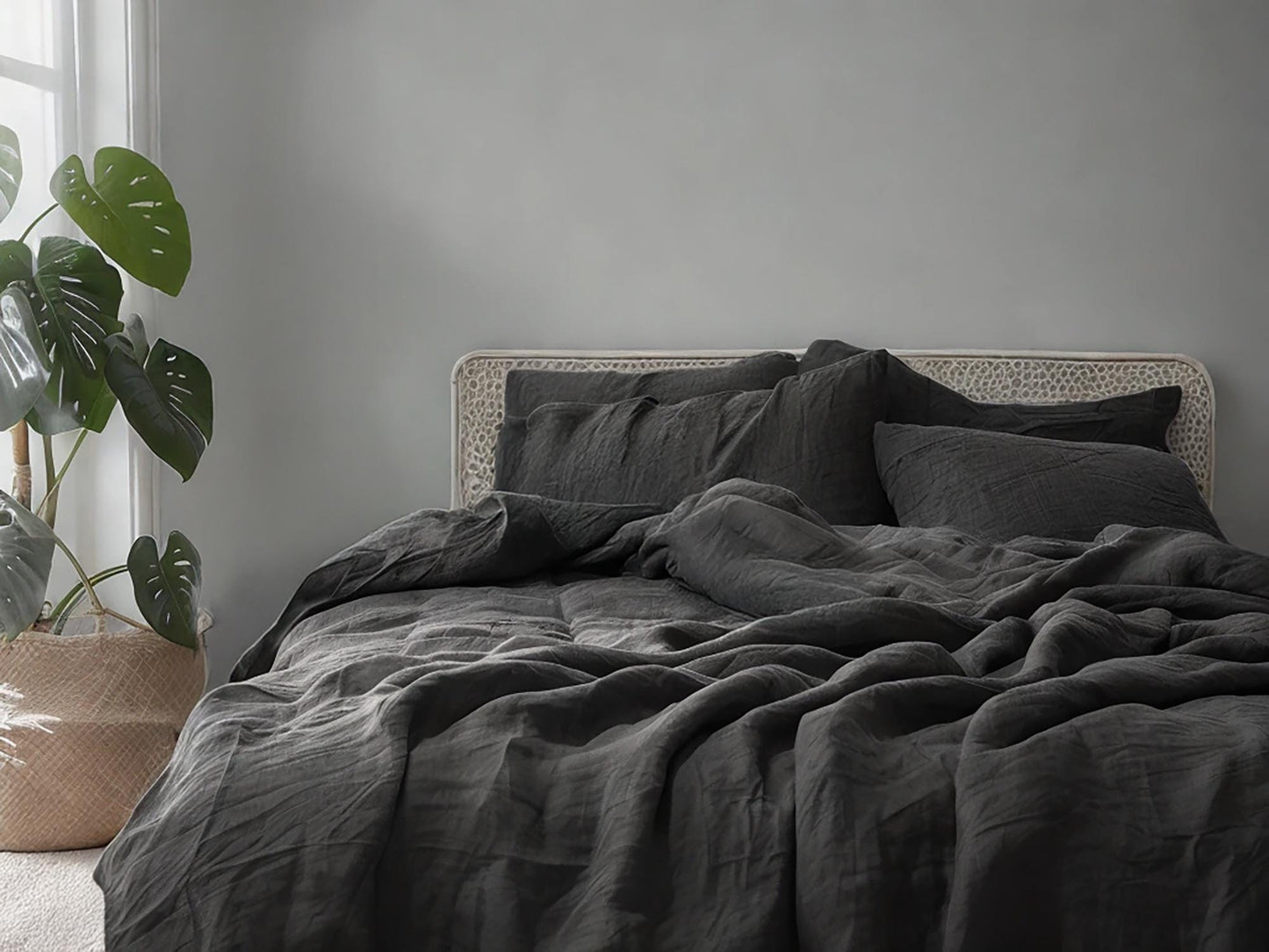 Charcoal linen flat sheet 1 Flat sheet Stonewashed 100% Flax Bedding for Natural Comfort