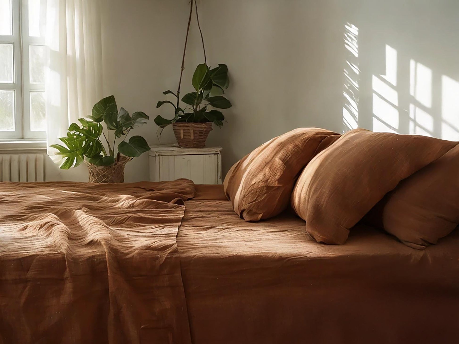 Ginger linen flat sheet 1 Flat sheet Stonewashed 100% Flax Bedding for Natural Comfort