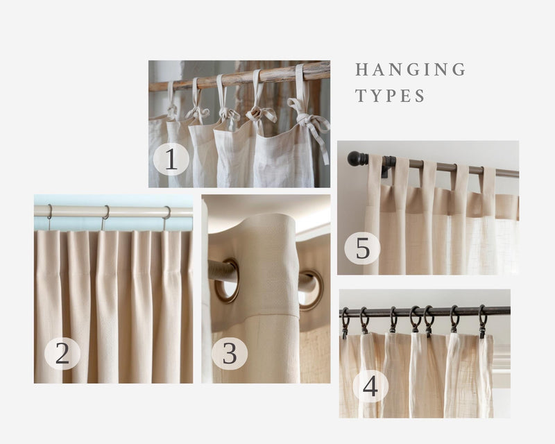 Fern linen curtain Rustic Natural Drapes pair blackout or regular, with optional cotton lining, custom sizing available