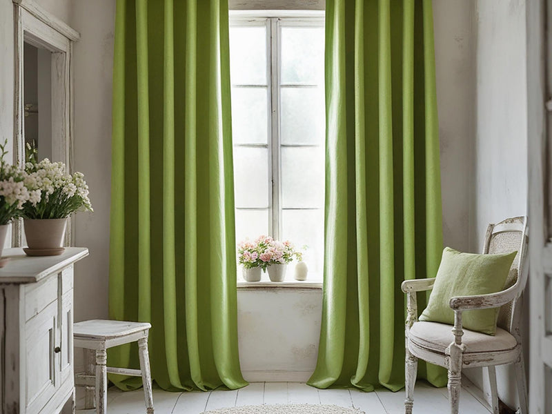 Lime linen curtain Rustic Natural Drapes pair blackout or regular, with optional cotton lining, custom sizing available