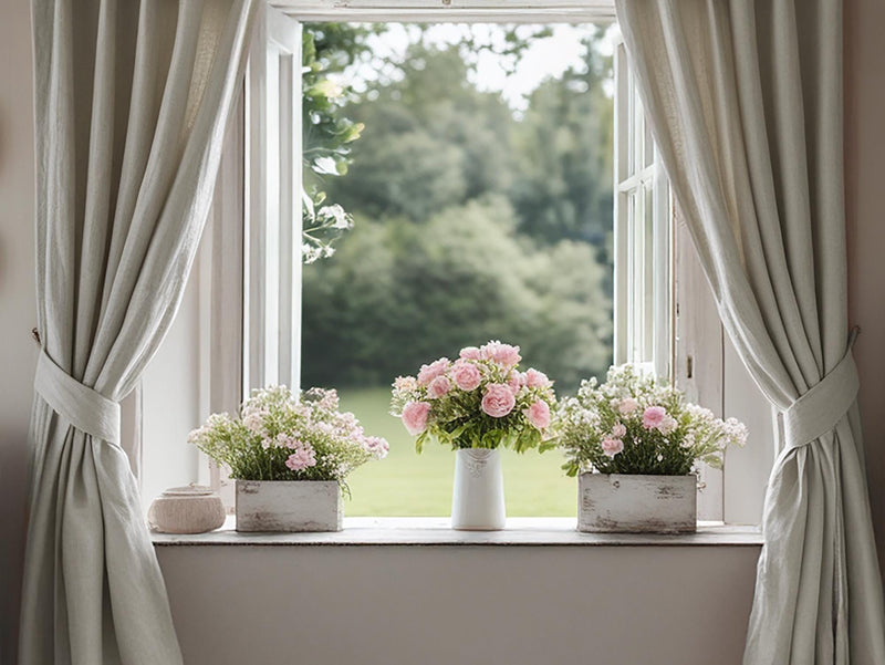 Sand linen curtain Rustic Natural Drapes pair blackout or regular, medium-weight, with optional cotton lining, custom sizing available