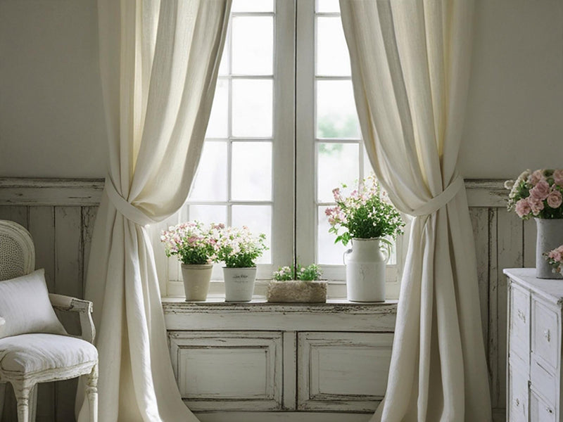 Ivory linen curtain Rustic Natural Drapes pair blackout or regular, medium-weight, with optional cotton lining, custom sizing available