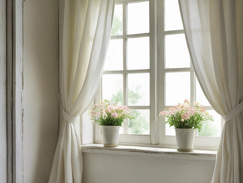 Ivory linen curtain Rustic Natural Drapes pair blackout or regular, medium-weight, with optional cotton lining, custom sizing available