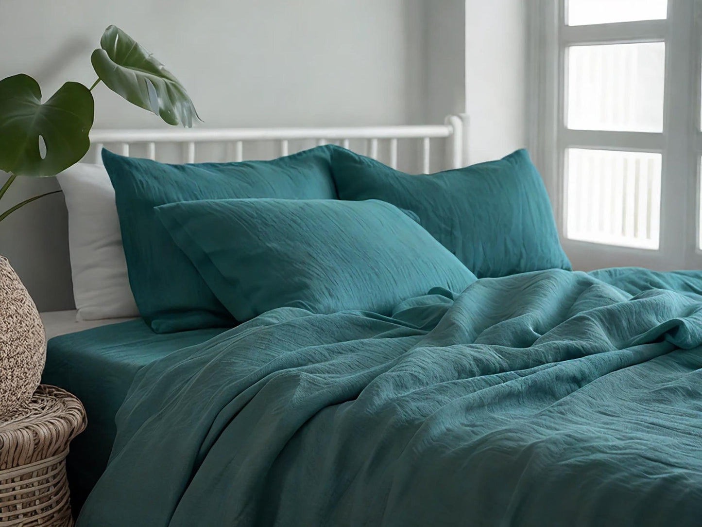 Teal Linen Pillowcase pillowcase King Queen Standard Euro Decoraive Toddler Multiple Sizes