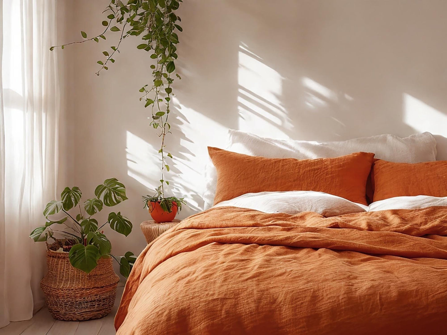 Carrot Linen Pillowcase pillowcase King Queen Standard Euro Decoraive Toddler Multiple Sizes