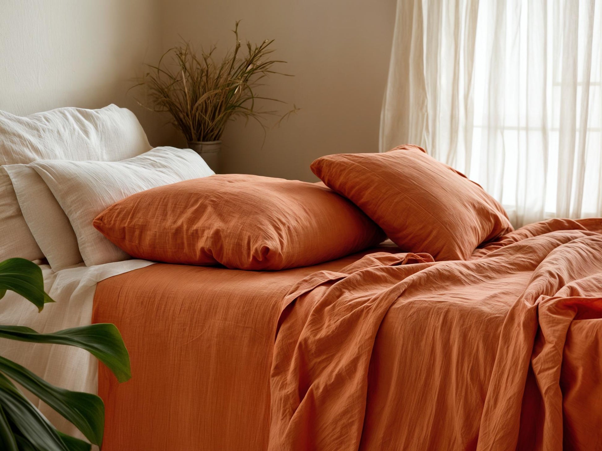 Carrot Linen Pillowcase pillowcase King Queen Standard Euro Decoraive Toddler Multiple Sizes