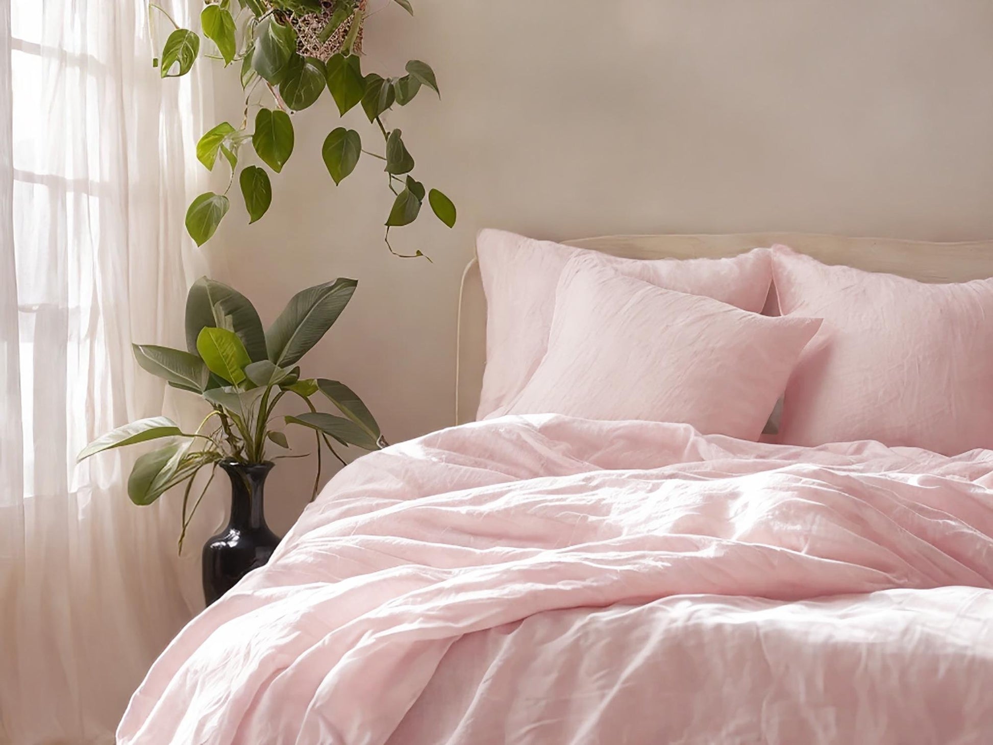 Pastel pink Linen Pillowcase pillowcase King Queen Standard Euro Decoraive Toddler Multiple Sizes