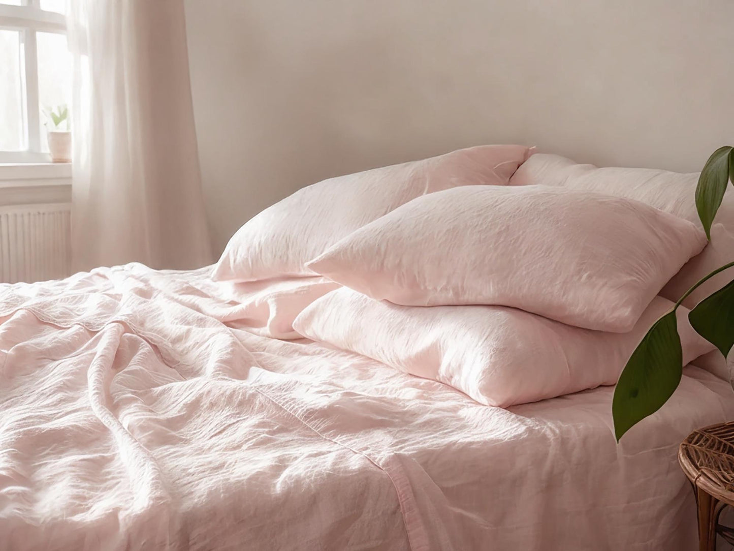 Pastel pink Linen Pillowcase pillowcase King Queen Standard Euro Decoraive Toddler Multiple Sizes