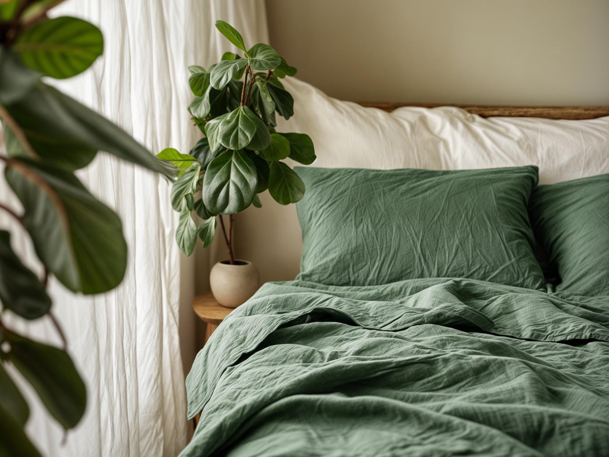 Fern linen fitted sheet 1 Fitted sheet Breathable Stonewashed Bed Sheet in 100% Natural Flax