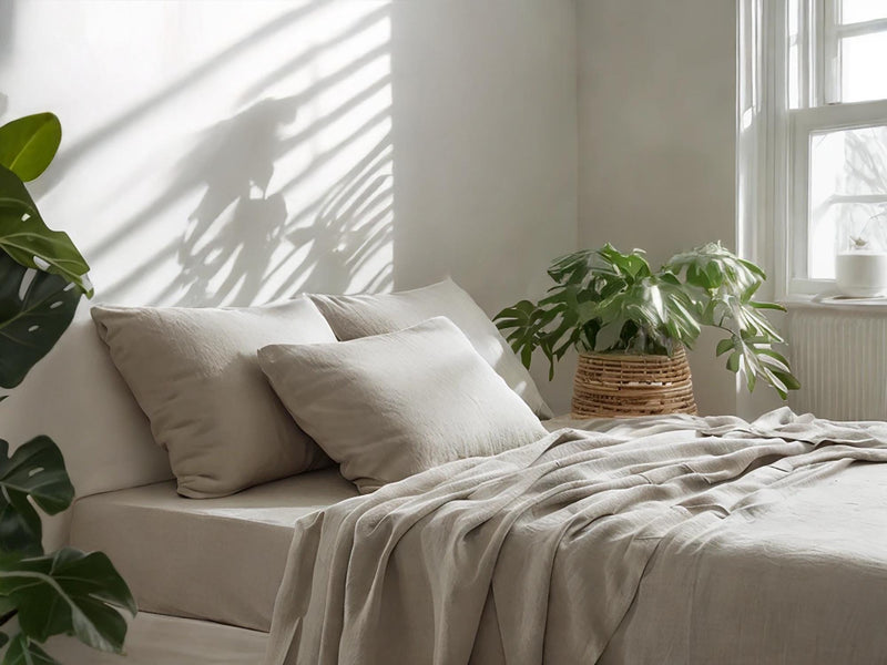 Sand linen fitted sheet 1 Fitted sheet Breathable Stonewashed Bed Sheet in 100% Natural Flax