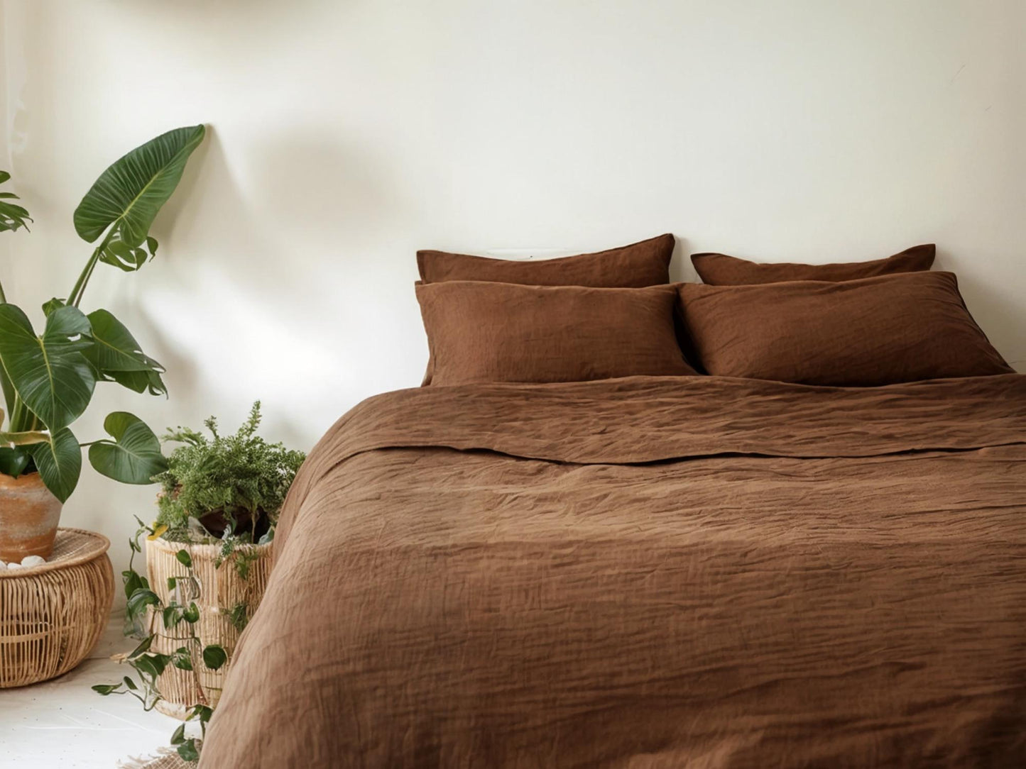 Ginger linen fitted sheet 1 Fitted sheet Breathable Stonewashed Bed Sheet in 100% Natural Flax