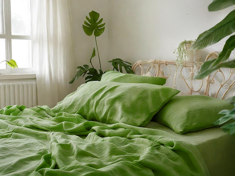 Lime linen fitted sheet 1 Fitted sheet Breathable Stonewashed Bed Sheet in 100% Natural Flax