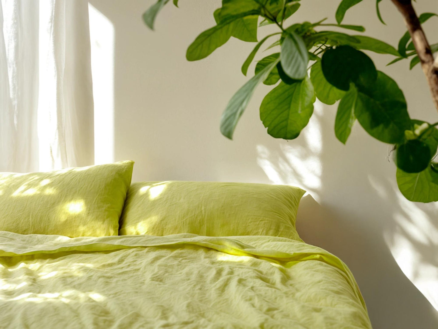 Lemon linen fitted sheet 1 Fitted sheet Breathable Stonewashed Bed Sheet in 100% Natural Flax