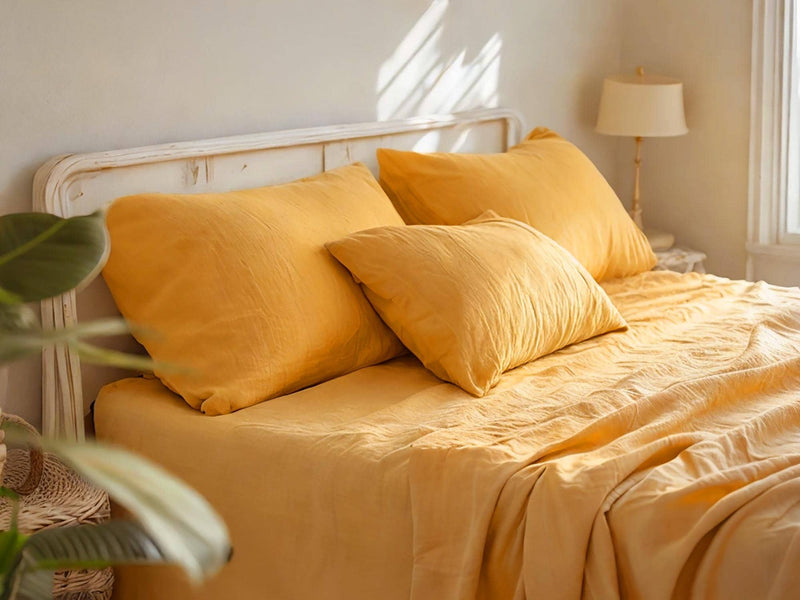 Marigold linen fitted sheet 1 Fitted sheet Breathable Stonewashed Bed Sheet in 100% Natural Flax