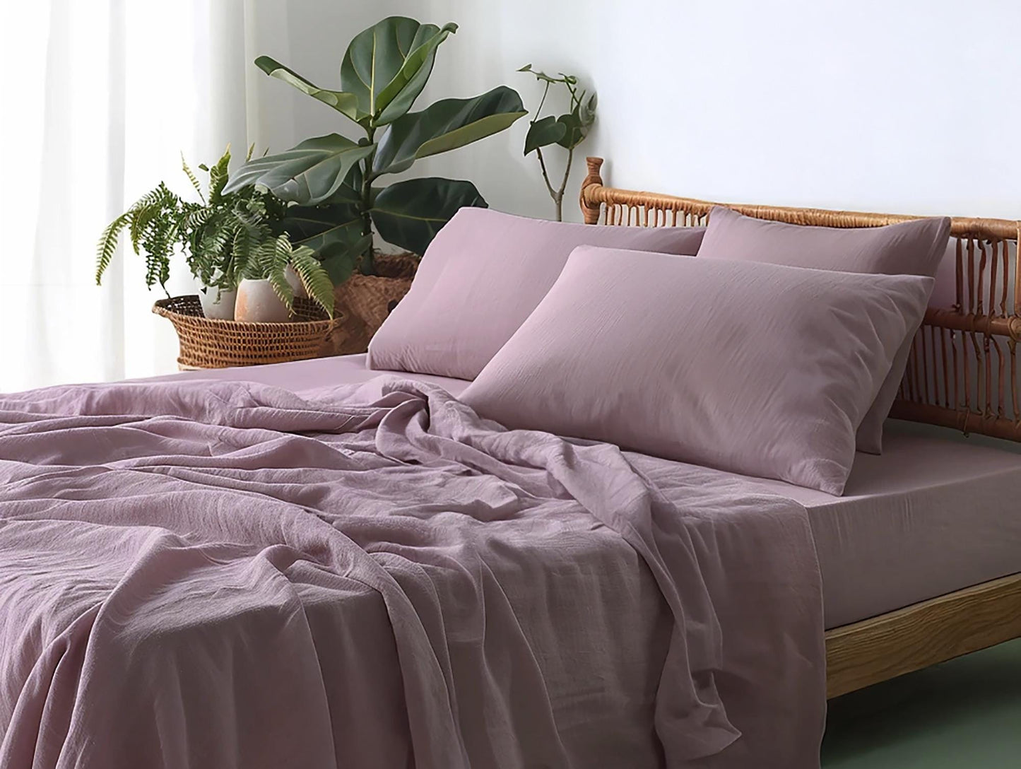 Amethyst linen fitted sheet 1 Fitted sheet Breathable Stonewashed Bed Sheet in 100% Natural Flax