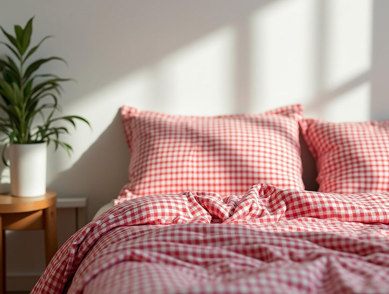 Red Gingham Cotton 1 Duvet cover Checkered Comforter cover set Cozy Bedroom Decor Cotton duvet
