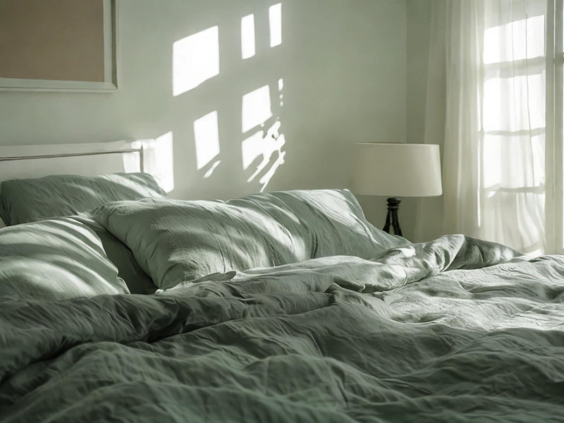 Sage Linen Bedding Set Rustic Duvet Cover and 2 Pillowcases Soft Medium Weight Bedding, Stonewashed Comfort