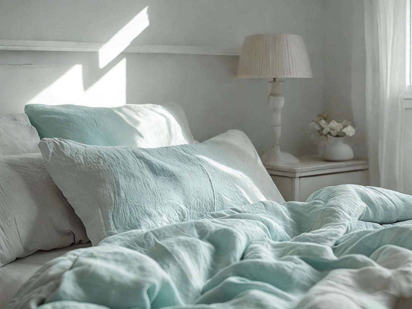 Sea Linen Bedding Set Rustic Duvet Cover and 2 Pillowcases Soft Medium Weight Bedding, Stonewashed Comfort