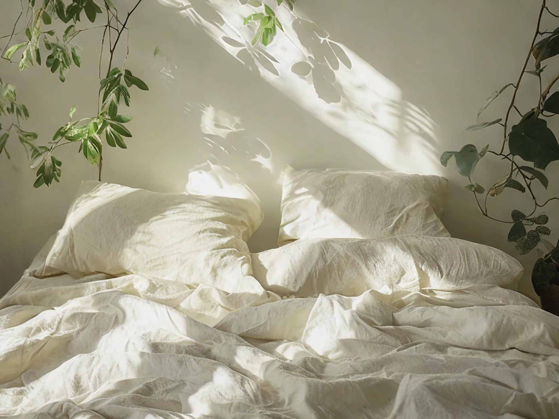 Ivory Linen Bedding Set Rustic Duvet Cover and 2 Pillowcases Soft Medium Weight Bedding, Stonewashed Comfort