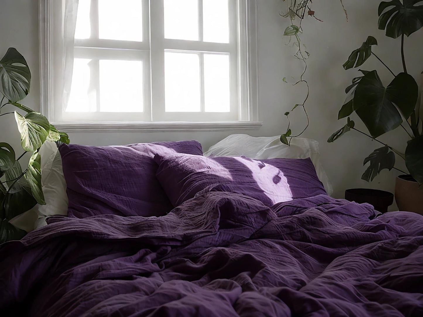 Violet linen Duvet cover Soft 1 Medium Weight Cover Breathable Stonewashed Comfort