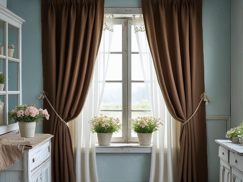 Ginger linen curtain Rustic Natural Drapes pair blackout or regular, medium-weight, with optional cotton lining, custom sizing available