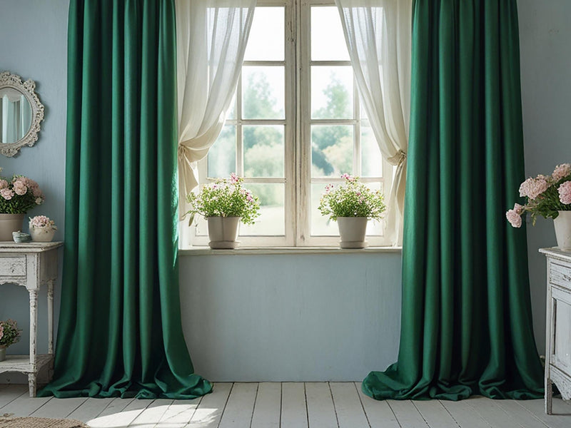 Verdant linen curtain Rustic Natural Drapes pair blackout or regular, with optional cotton lining, custom sizing available