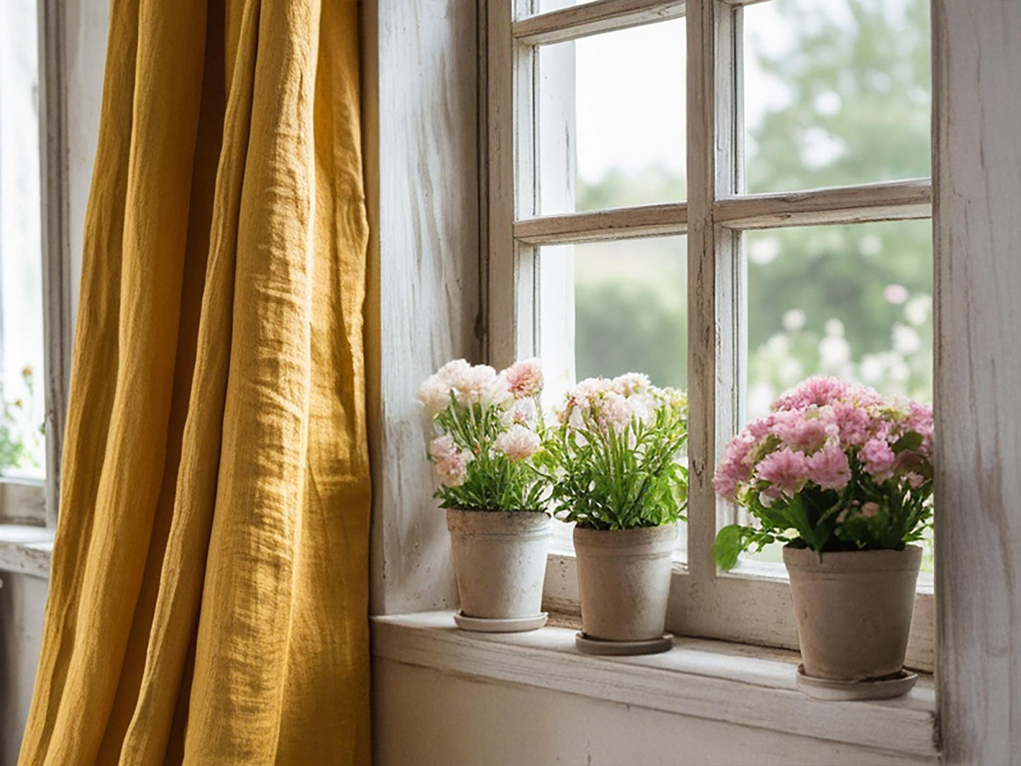 Amber linen curtain Rustic Natural Drapes pair blackout or regular, with optional cotton lining, custom sizing available