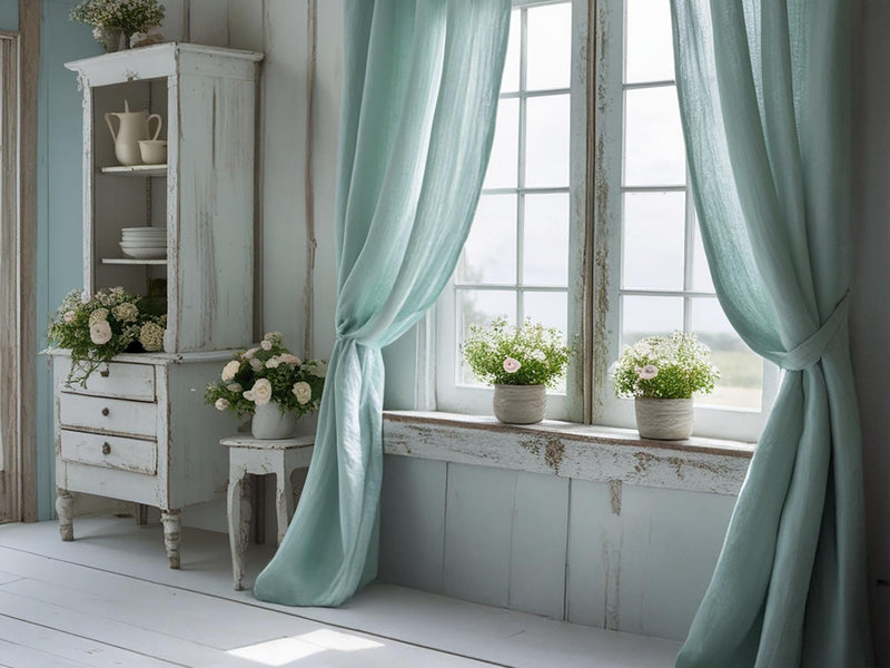 Sea linen curtain Rustic Natural Drapes pair blackout or regular, with optional cotton lining, custom sizing available