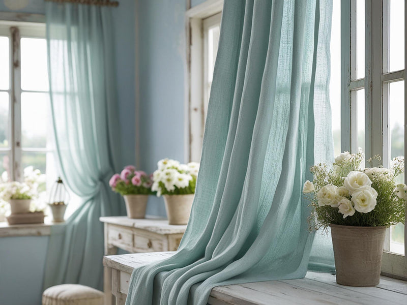 Sea linen curtain Rustic Natural Drapes pair blackout or regular, with optional cotton lining, custom sizing available