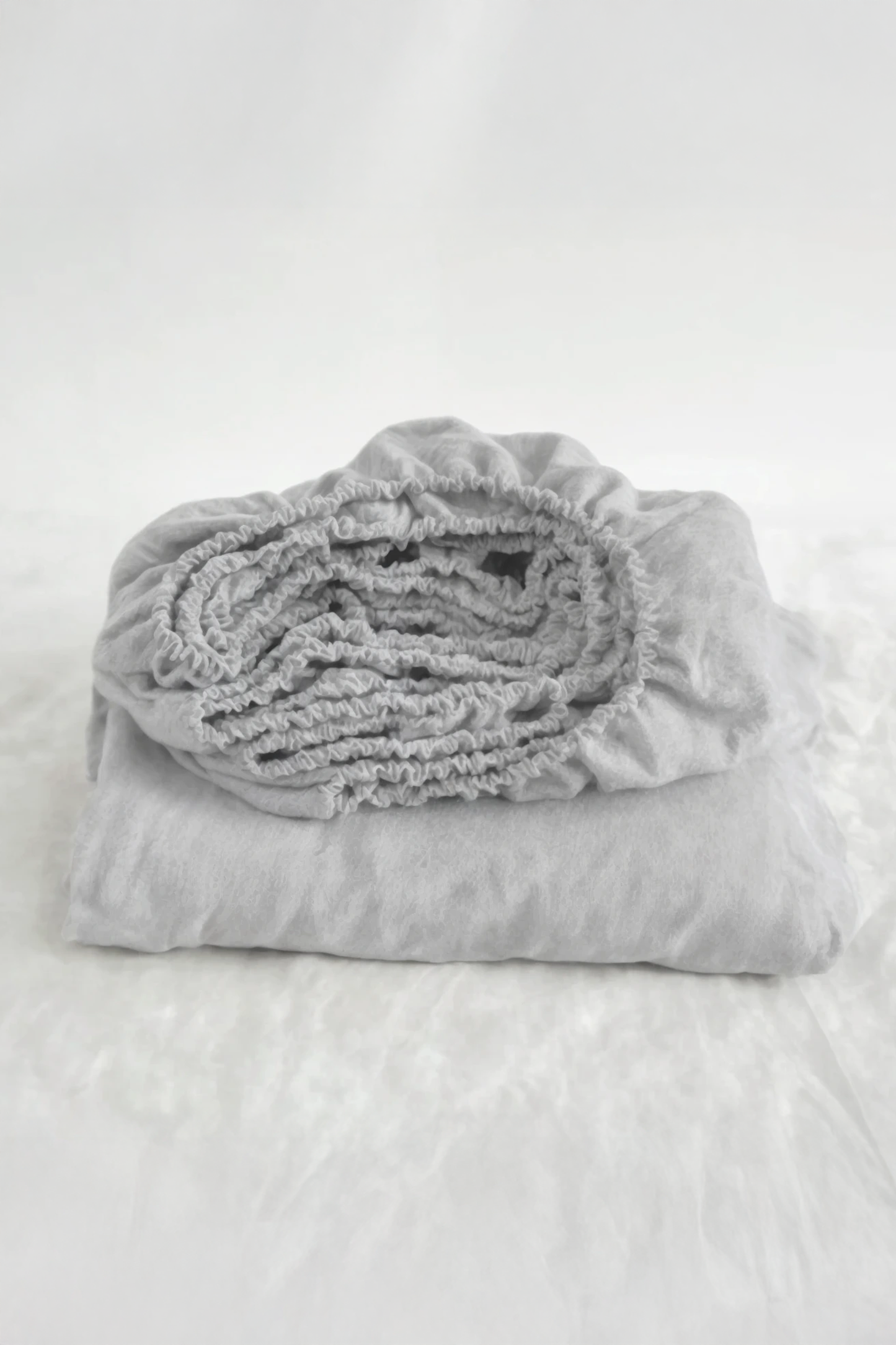 Light gray linen fitted sheet