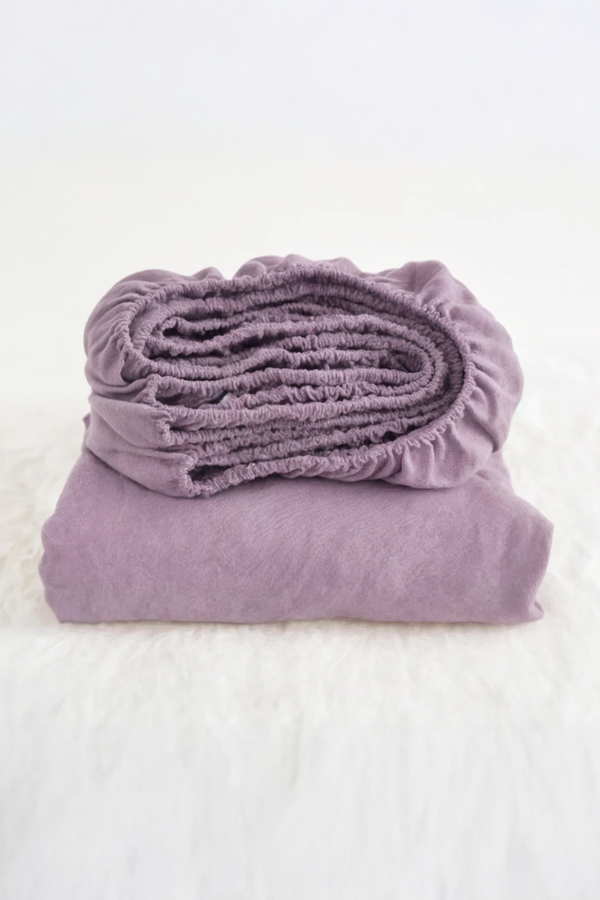 Amethyst linen fitted sheet
