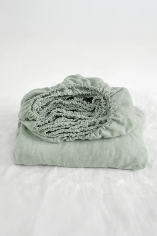 Sage linen fitted sheet