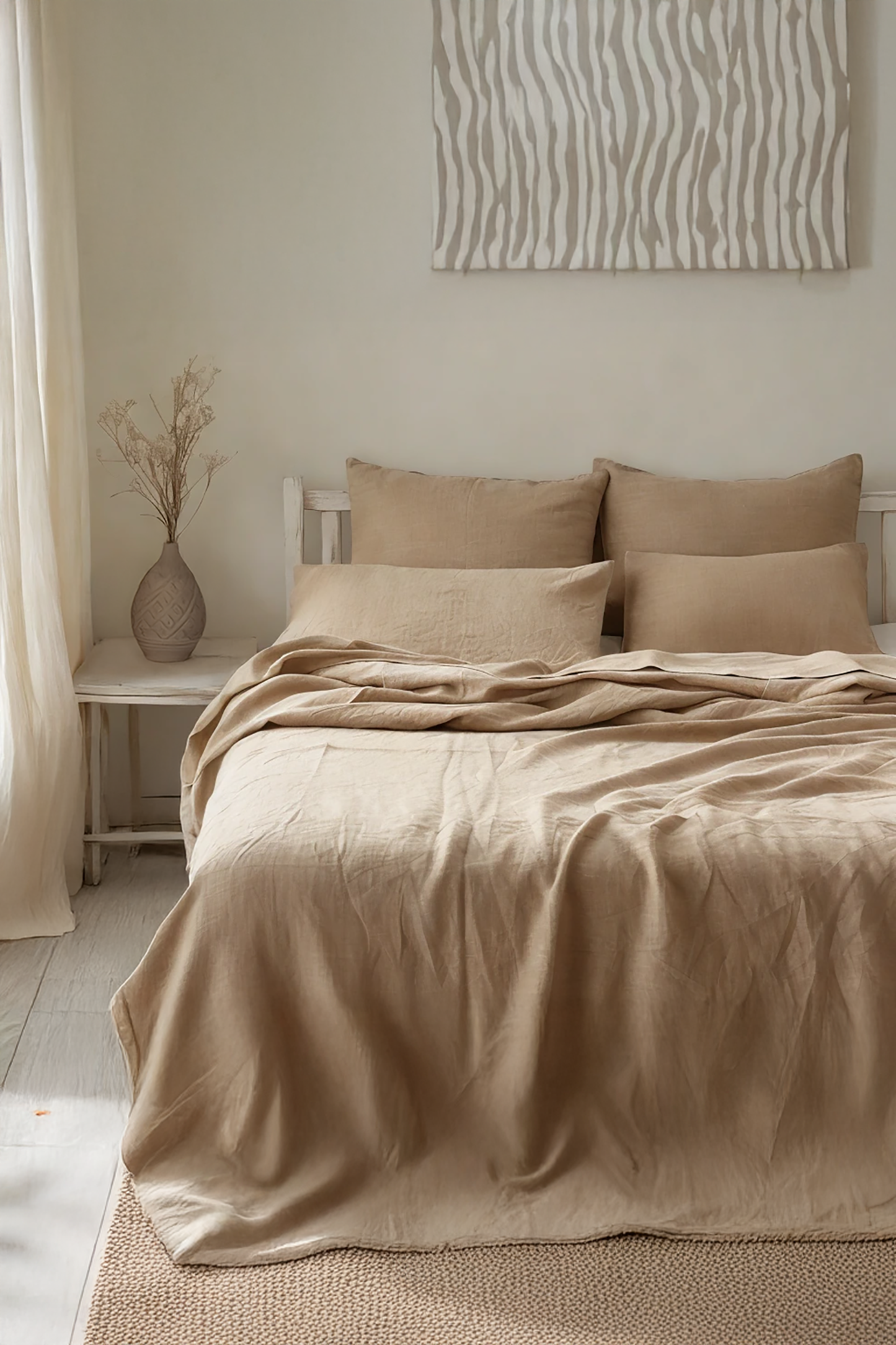 Caramel linen linen flat sheet