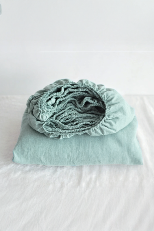 Sea linen fitted sheet