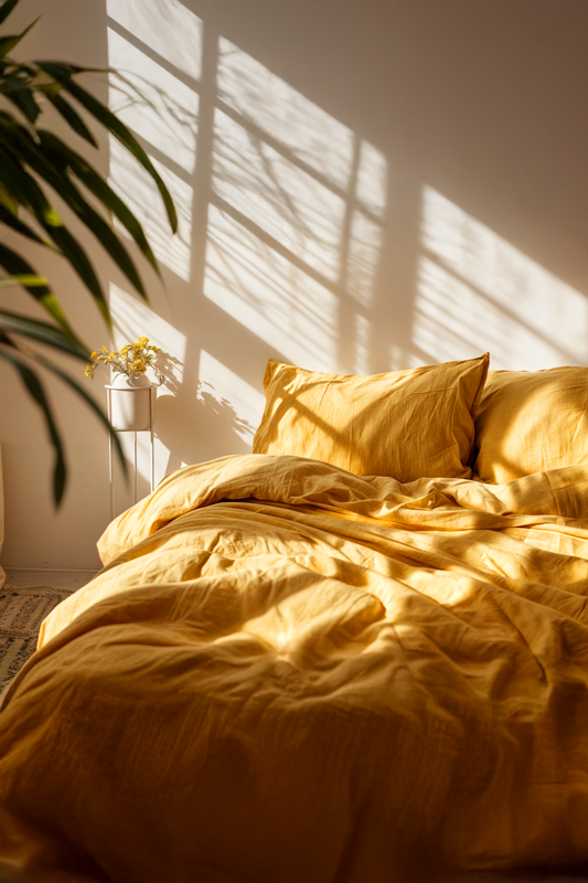 Marigold linen flat sheet