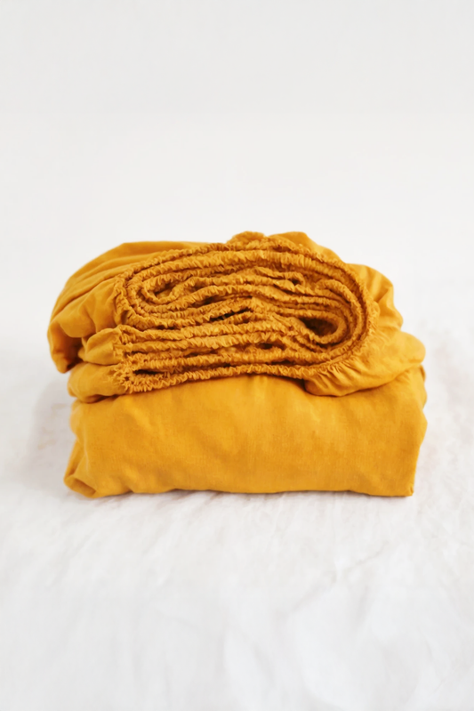 Marigold linen fitted sheet
