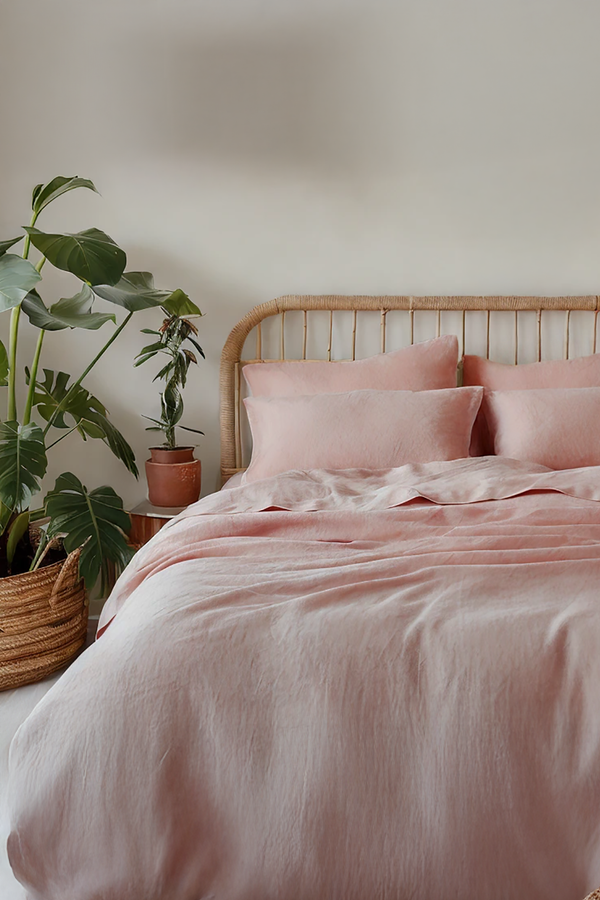 Peach linen flat sheet