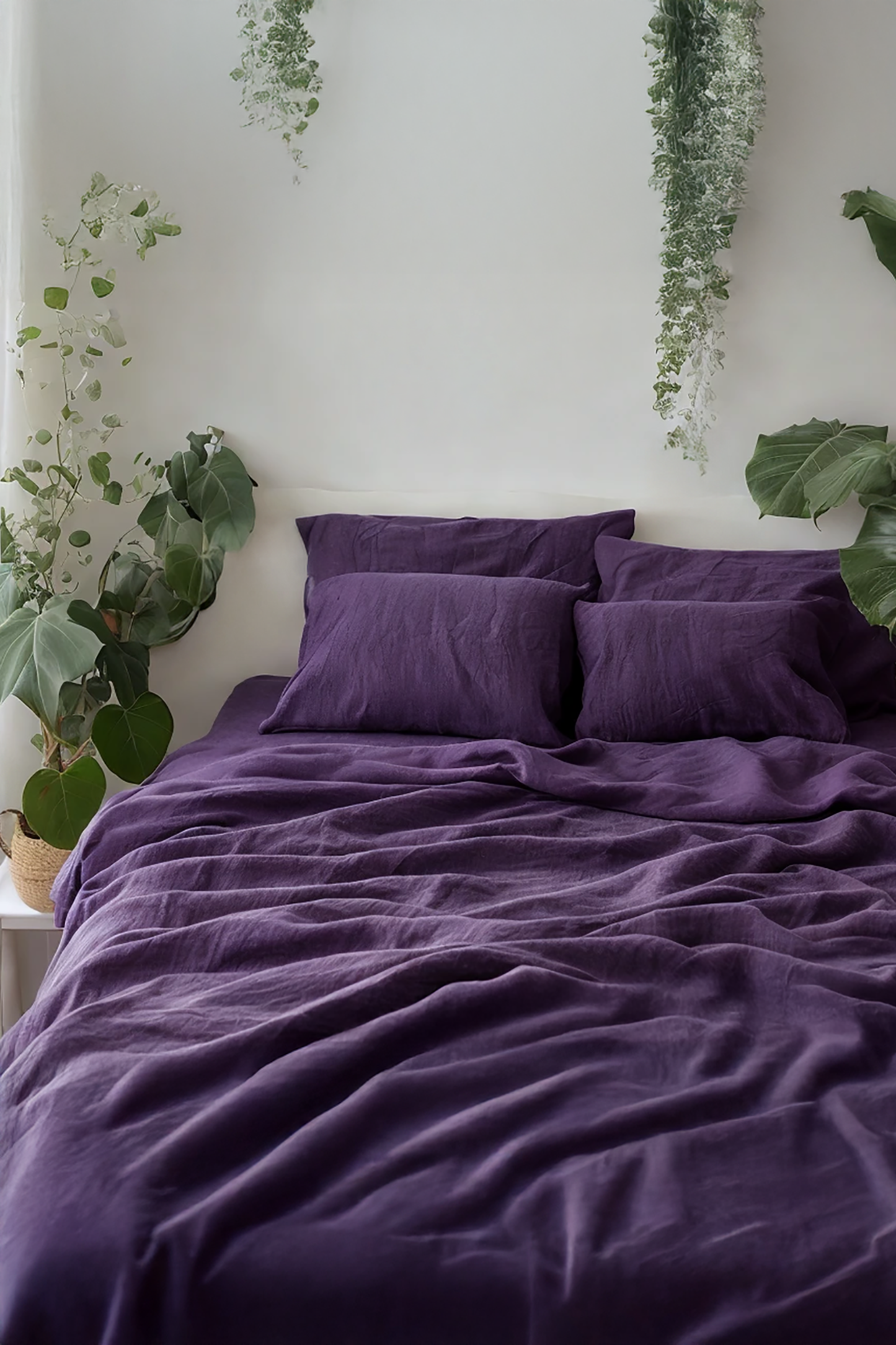 Violet linen sheet set