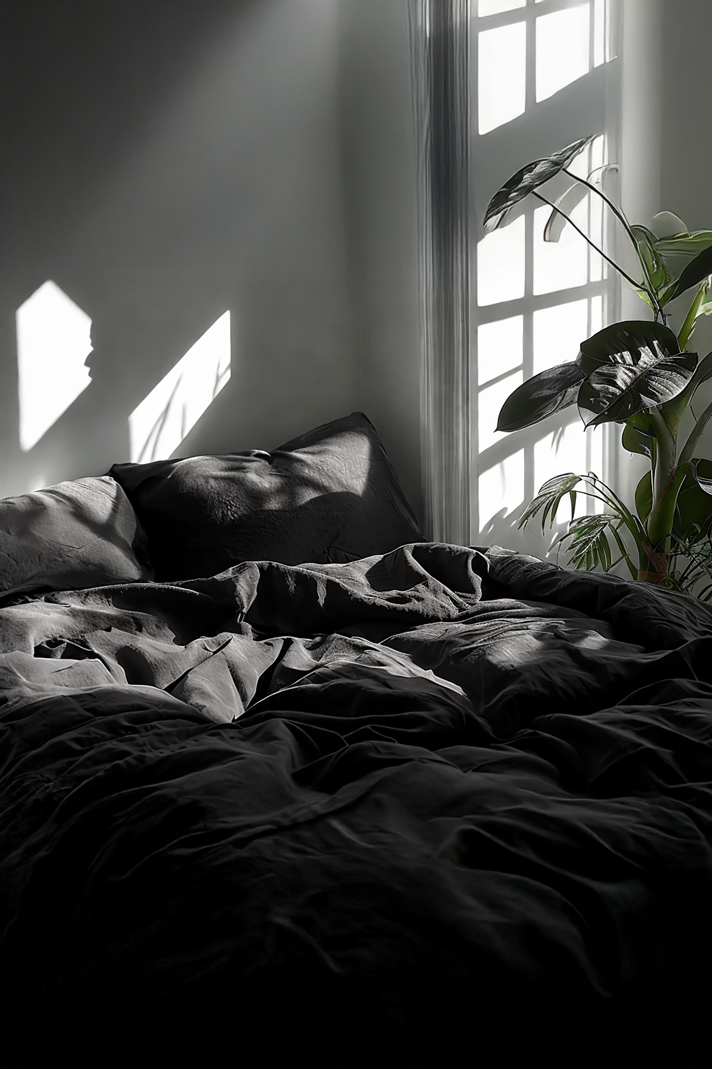 Black linen flat sheet