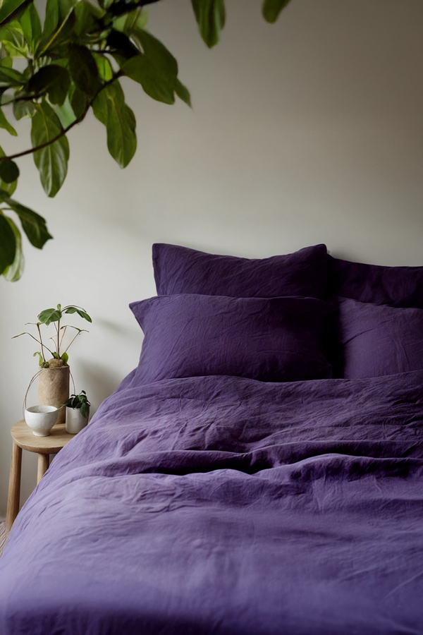Violet Linen Pillowcase