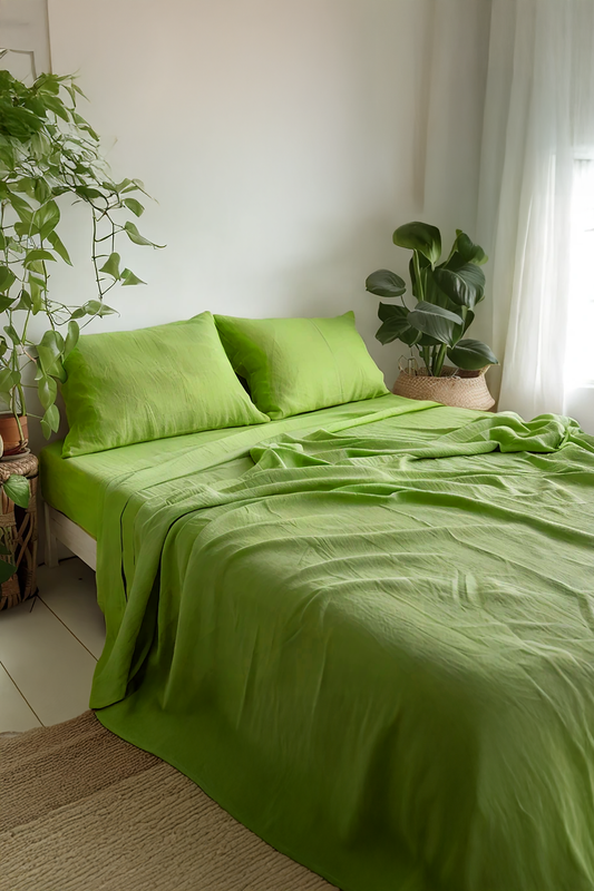 Lime Linen Coverlet