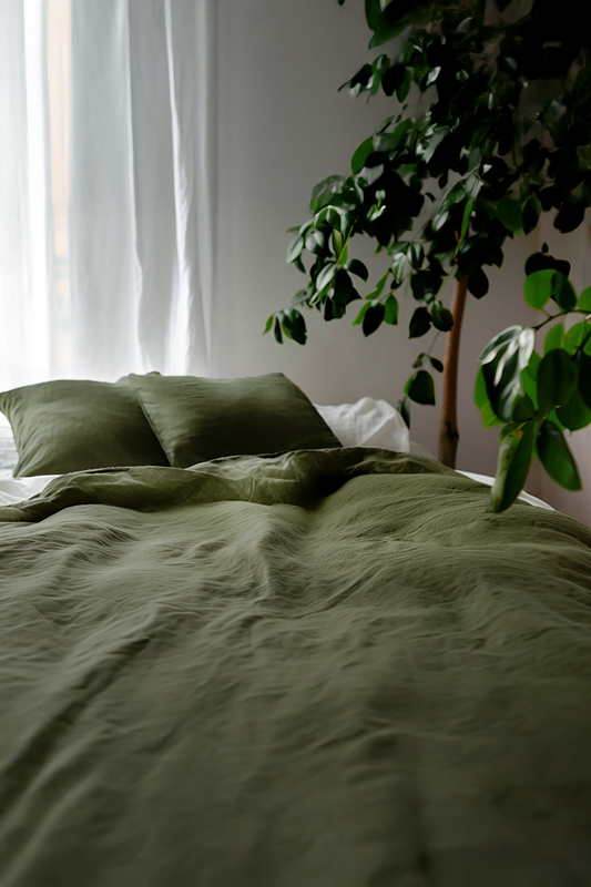 Khaki Linen Coverlet
