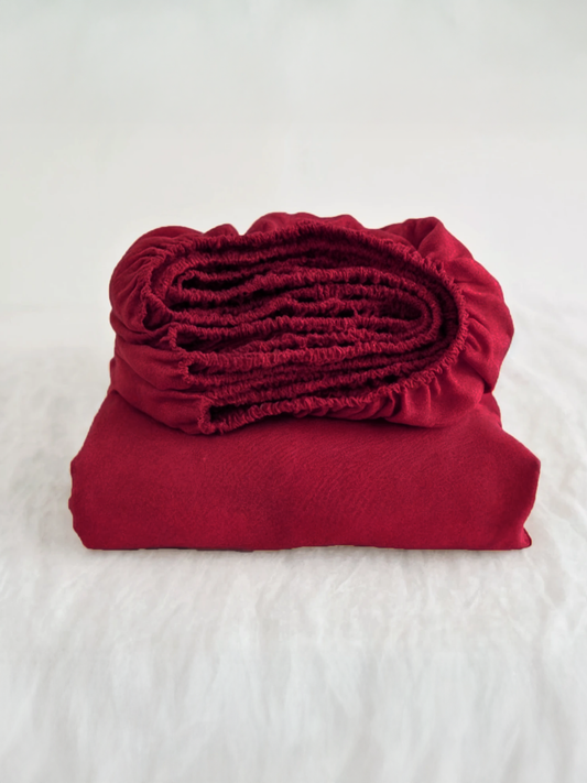 Marsala linen fitted sheet