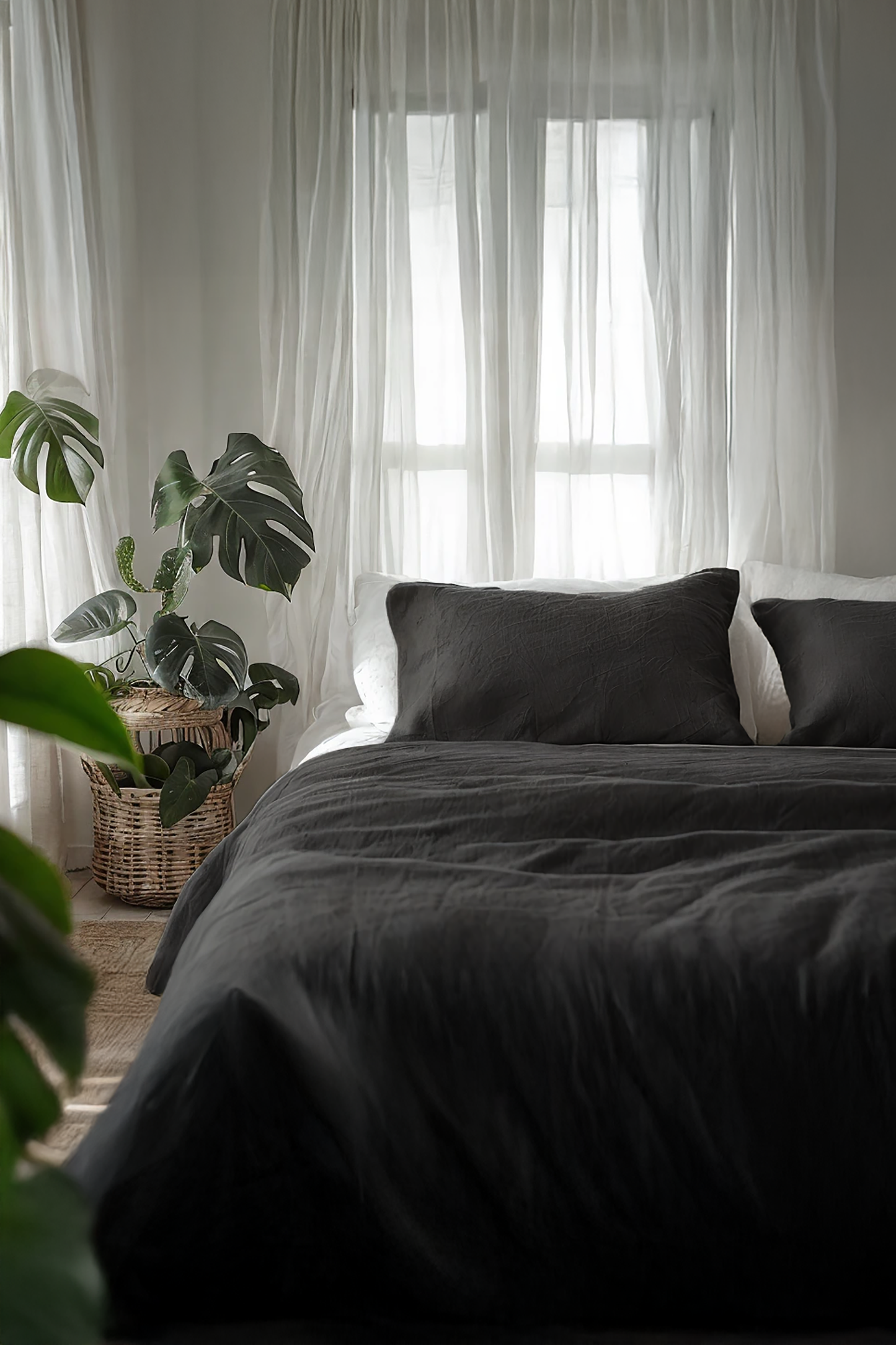 Black Linen Coverlet