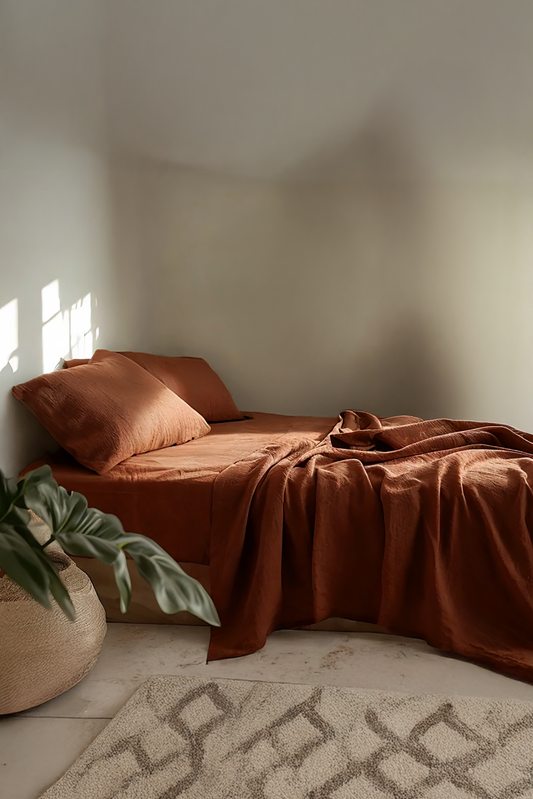 Ginger linen sheet set