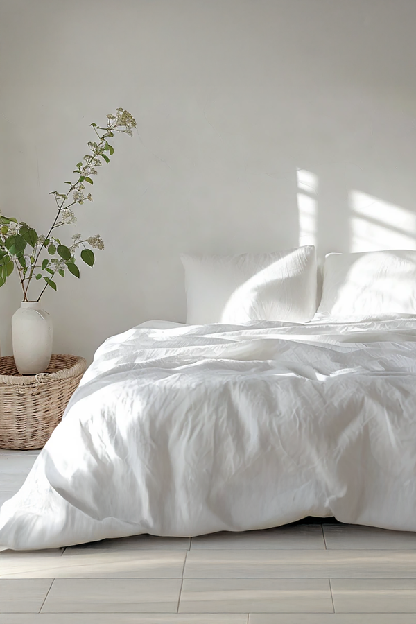 White linen linen flat sheet