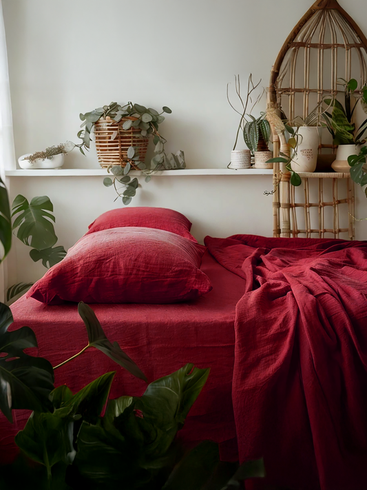 Marsala linen sheet set