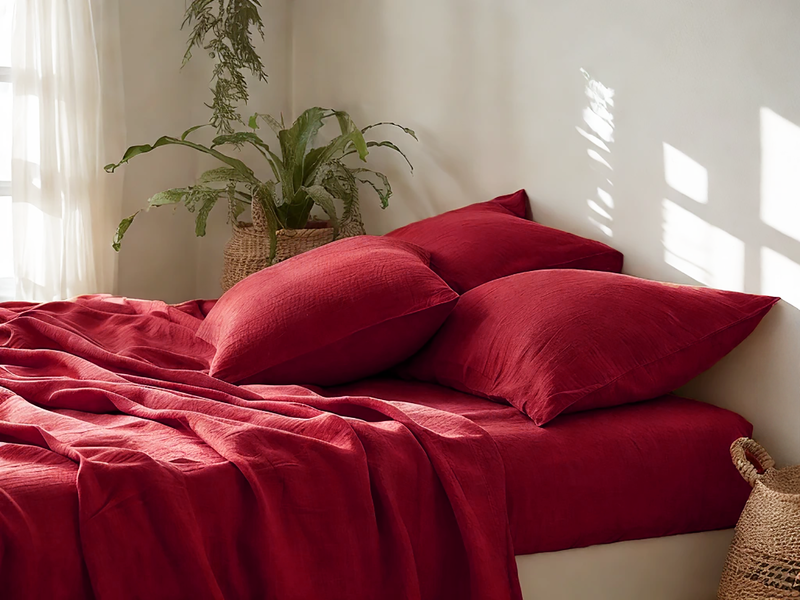 Marsala linen flat sheet